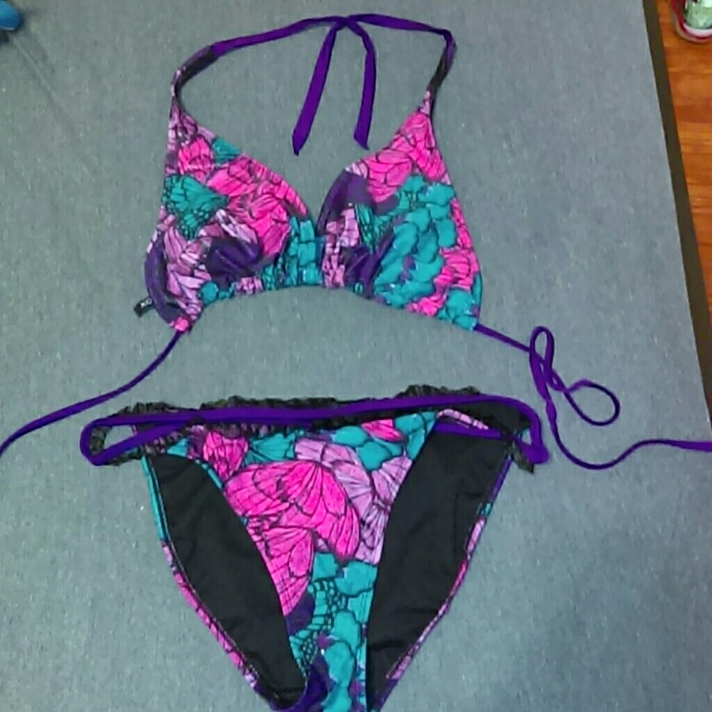 2 Piece Bathing suit multi color butterflies